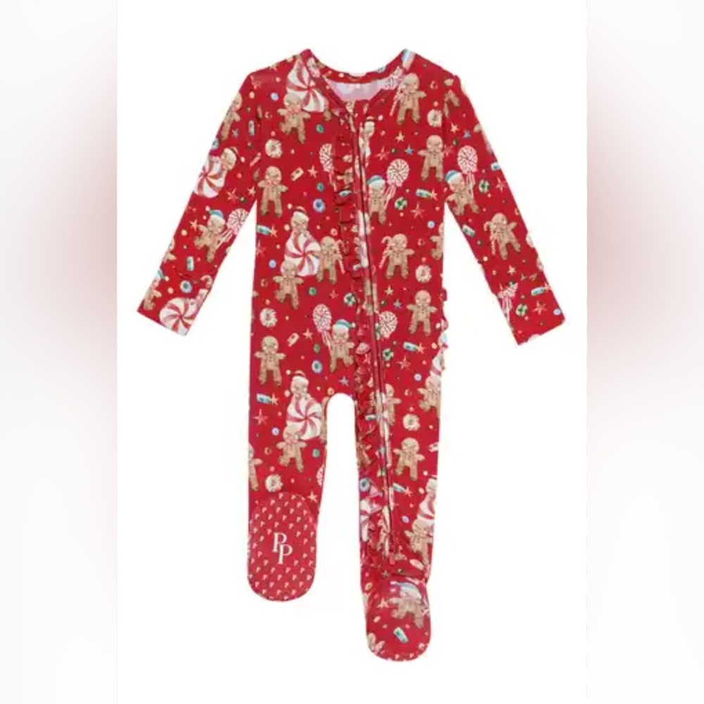 Posh Peanut Red Gingerbread Footies One Piece